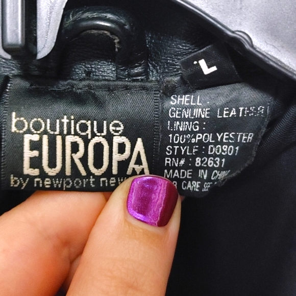 Newport News Black Button Front Genuine Leather Jacket Coat Women's Size Large L - Picture 10 of 11